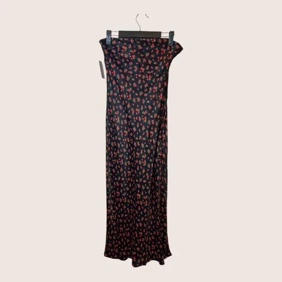 🍓 ANTHRO TILDA SLIP DRESS BIAS CUT STRAWBERRY PRINT REMOVABLE STRAPS XSP NWT - Picture 5 of 8